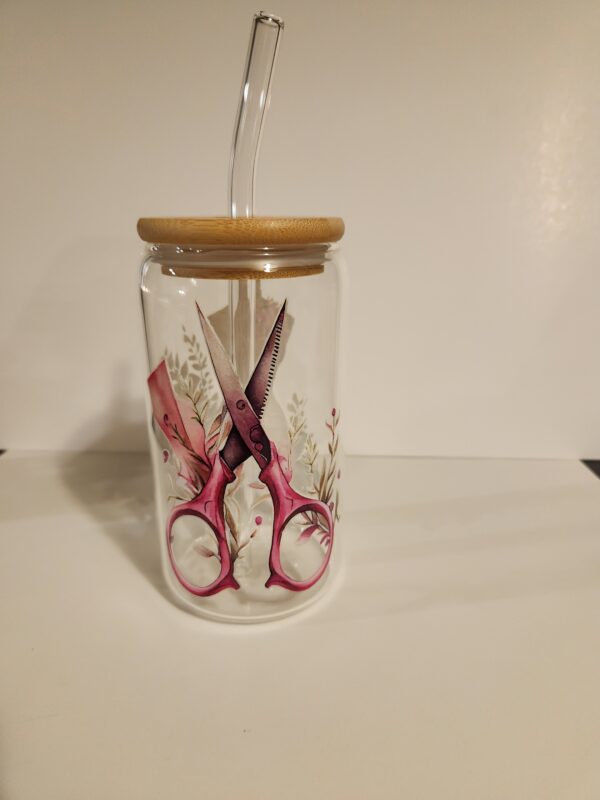 Sewing Scissors 16oz glass cup